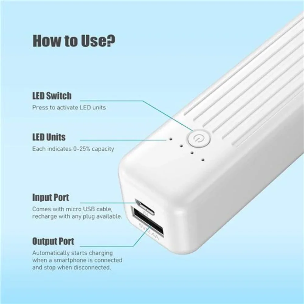 2-Pack Small Portable Charger 5000mAh Mini Battery Pack 3.45oz